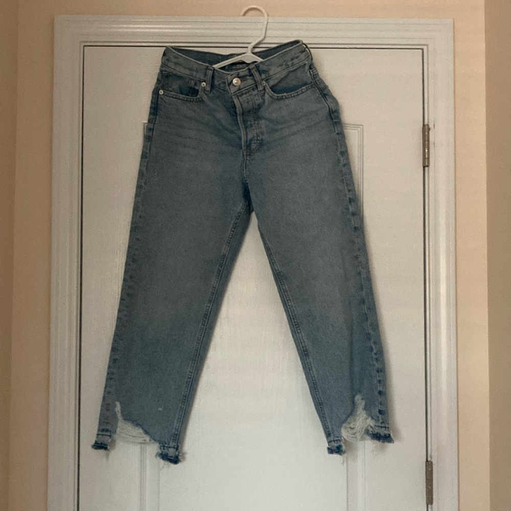 Express Distressed Light-Wash Dad Jean